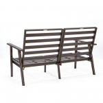 LeisureMod Walbrooke Modern 3-Piece Outdoor Patio Set with Brown Frame, Charcoal