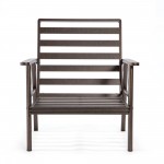 LeisureMod Walbrooke Modern 3-Piece Outdoor Patio Set with Brown Frame, Green