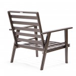 LeisureMod Walbrooke Modern 3-Piece Outdoor Patio Set, Brown Frame, Light Grey