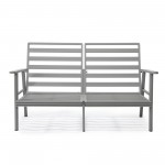 LeisureMod Walbrooke Modern 3-Piece Outdoor Patio Set with Grey Frame, Grey