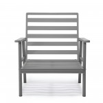 LeisureMod Walbrooke Modern 3-Piece Outdoor Patio Set with Grey Frame Light Grey