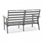 LeisureMod Walbrooke Modern 3-Piece Outdoor Patio Set with Grey Frame, Red
