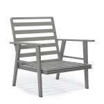 LeisureMod Walbrooke Modern 3-Piece Outdoor Patio Set with Grey Frame, Red