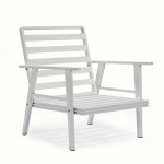 LeisureMod Walbrooke Modern 3-Piece Outdoor Patio Set with White Frame, Green