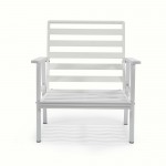 LeisureMod Walbrooke Modern 3-Piece Outdoor Patio Set, White Frame, Light Grey