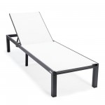 LeisureMod Marlin Patio Chaise Lounge Chair With Black Frame, Set of 2, White