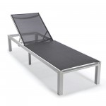 LeisureMod Marlin Patio Chaise Lounge Chair With White Frame, Set of 2, Black