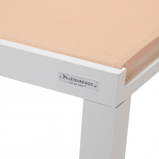 LeisureMod Marlin Lounge Chair With White Frame, Set of 2, Light Brown