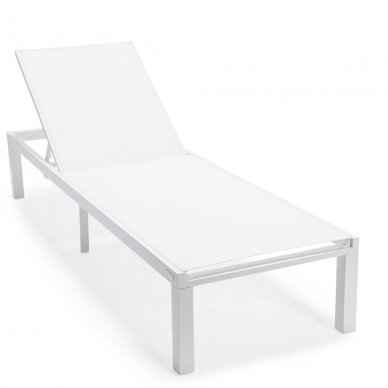 LeisureMod Marlin Patio Chaise Lounge Chair With White Frame, Set of 2, White