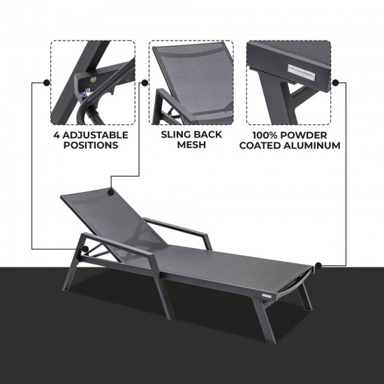 LeisureMod Marlin Lounge Chair With Armrests in Black Frame, Set of 2, Black