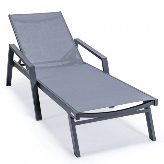 LeisureMod Marlin Lounge Chair With Armrests in Black Frame, Set of 2, Dark Grey