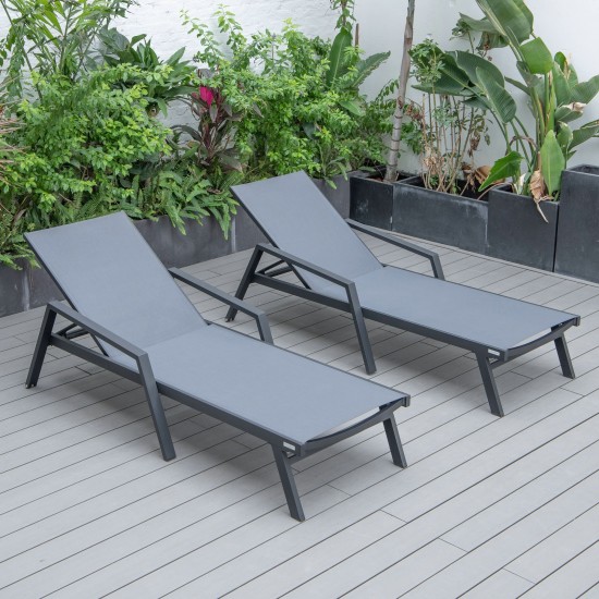 LeisureMod Marlin Lounge Chair With Armrests in Black Frame, Set of 2, Dark Grey