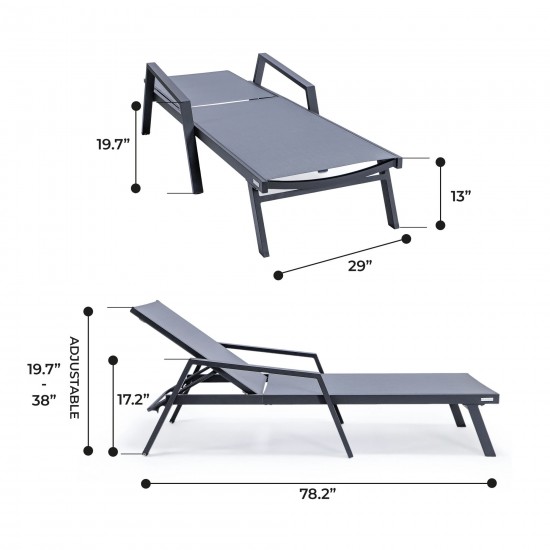 LeisureMod Marlin Lounge Chair With Armrests in Black Frame, Set of 2, Dark Grey