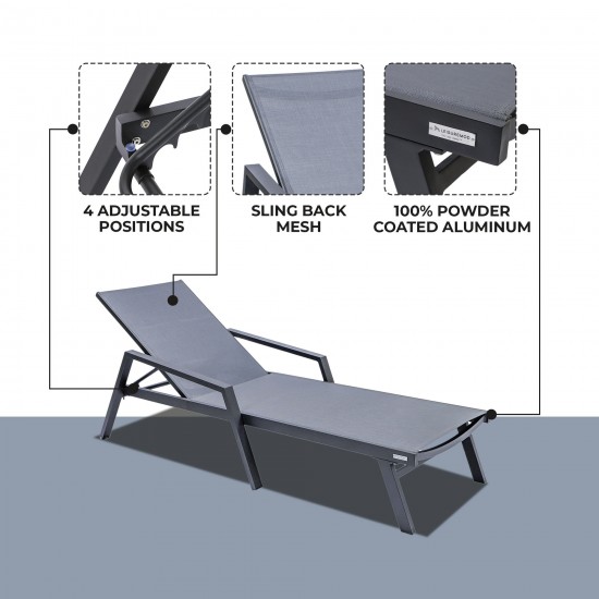 LeisureMod Marlin Lounge Chair With Armrests in Black Frame, Set of 2, Dark Grey
