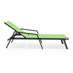 LeisureMod Marlin Lounge Chair With Armrests in Black Frame, Set of 2, Green