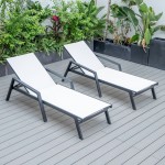 LeisureMod Marlin Lounge Chair With Armrests in Black Frame, Set of 2, White