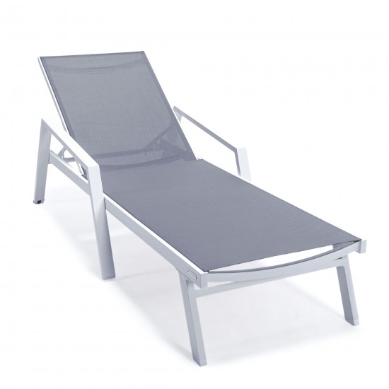 LeisureMod Marlin Lounge Chair With Armrests in White Frame, Set of 2, Dark Grey