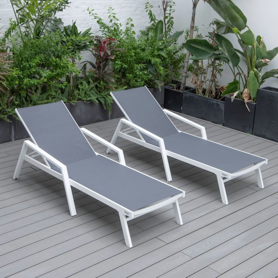 LeisureMod Marlin Lounge Chair With Armrests in White Frame, Set of 2, Dark Grey