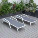 LeisureMod Marlin Lounge Chair With Armrests in White Frame, Set of 2, Dark Grey