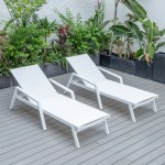 LeisureMod Marlin Lounge Chair With Armrests in White Frame, Set of 2, White