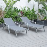 LeisureMod Marlin Lounge Chair With Armrests in Grey Frame, Set of 2, Dark Grey