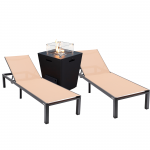 LeisureMod Marlin Outdoor Lounge Chair Set of 2 with Fire Pit, MLBLCF21-77LBR2