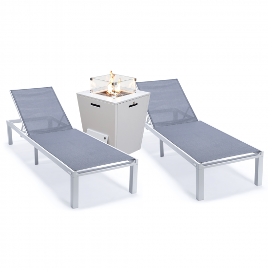 LeisureMod Marlin Outdoor Lounge Chair Set of 2 with Fire Pit, MLWCF21-77DGR2