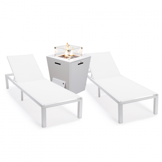 LeisureMod Marlin Outdoor Lounge Chair Set of 2 with Fire Pit, MLWCF21-77W2