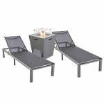 LeisureMod Marlin Outdoor Lounge Chair Set of 2 with Fire Pit, MLGRCF21-77BL2