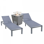 LeisureMod Marlin Outdoor Lounge Chair Set of 2 with Fire Pit, MLGRCF21-77DGR2