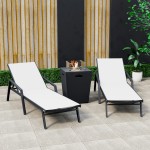 LeisureMod Marlin Outdoor Lounge Chair Set of 2 with Fire Pit, MLABLCF21-77W2