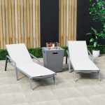 LeisureMod Marlin Outdoor Lounge Chair Set of 2 with Fire Pit, MLAGRCF21-77W2