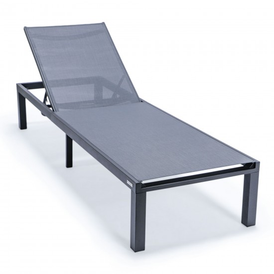 LeisureMod Marlin Black Aluminum Outdoor Lounge Chair with Fire Pit, Dark Grey