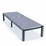 LeisureMod Marlin Black Aluminum Outdoor Lounge Chair with Fire Pit, Dark Grey
