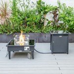 LeisureMod Walbrooke Patio Square Fire Pit and Tank Holder, Black