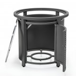 LeisureMod Walbrooke Patio Round Fire Pit, Tank Holder with Slats Design, Grey