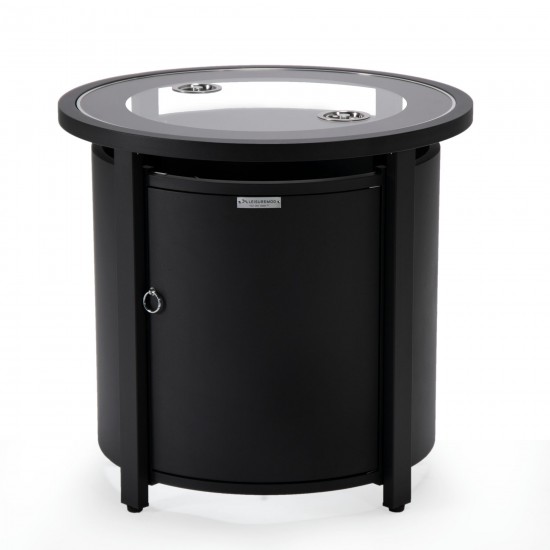LeisureMod Walbrooke Patio Round Fire Pit and Tank Holder, Black