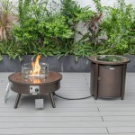 LeisureMod Walbrooke Patio Round Fire Pit and Tank Holder, Brown