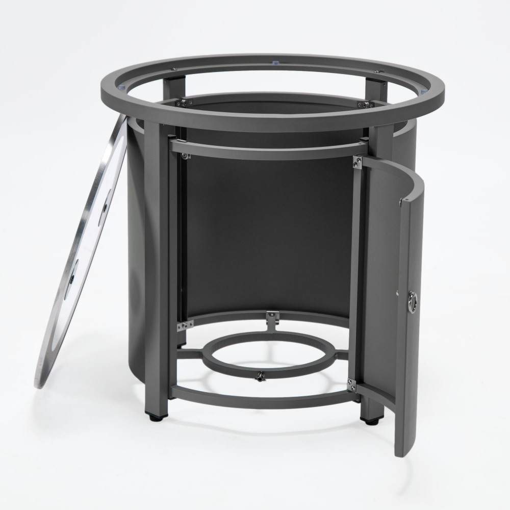 LeisureMod Walbrooke Patio Round Fire Pit and Tank Holder, Grey