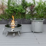 LeisureMod Walbrooke Patio Round Fire Pit and Tank Holder, Grey