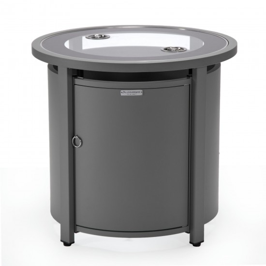 LeisureMod Walbrooke Patio Round Fire Pit and Tank Holder, Grey
