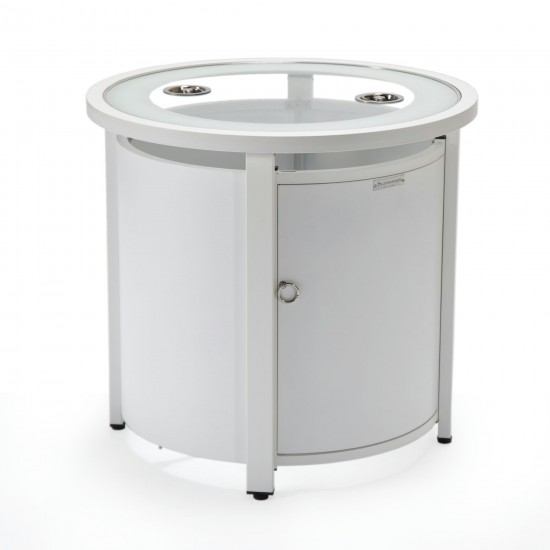 LeisureMod Walbrooke Patio Round Fire Pit and Tank Holder, White