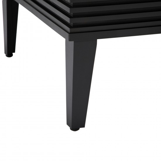 Leisuremod Walbrooke Outdoor Patio Aluminum Square Slats Design Fire Pit, Black