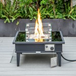 Leisuremod Walbrooke Outdoor Patio Aluminum Square Slats Design Fire Pit, Black