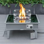 Leisuremod Walbrooke Outdoor Patio Aluminum Square Slats Design Fire Pit, Grey