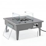 Leisuremod Walbrooke Outdoor Patio Aluminum Square Fire Pit, Grey