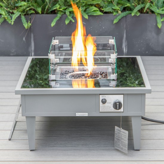 Leisuremod Walbrooke Outdoor Patio Aluminum Square Fire Pit, Grey