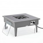 Leisuremod Walbrooke Outdoor Patio Aluminum Square Fire Pit, Grey