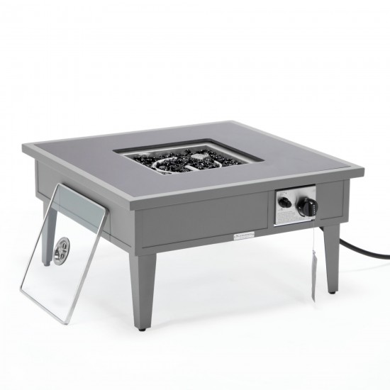 Leisuremod Walbrooke Outdoor Patio Aluminum Square Fire Pit, Grey