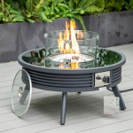 Leisuremod Walbrooke Outdoor Patio Aluminum Round Slats Design Fire Pit, Black